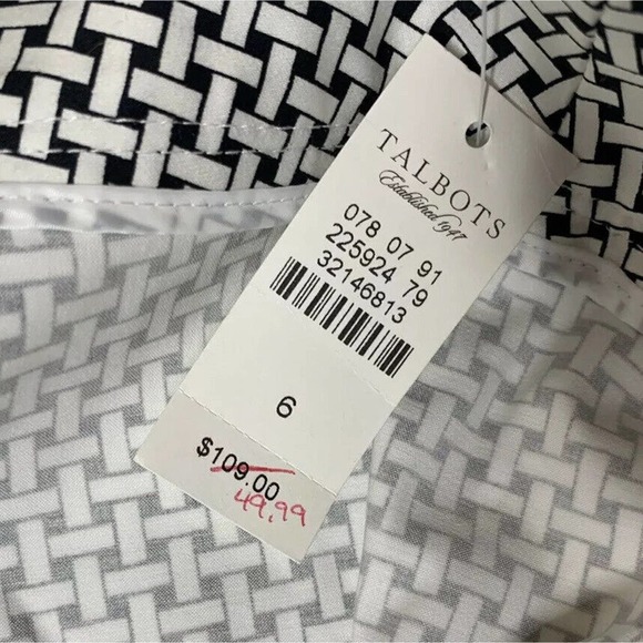 NEW Womens Talbots Stretch Basket Weave Black White Capri Crop Pants Size 6 - Picture 8 of 8